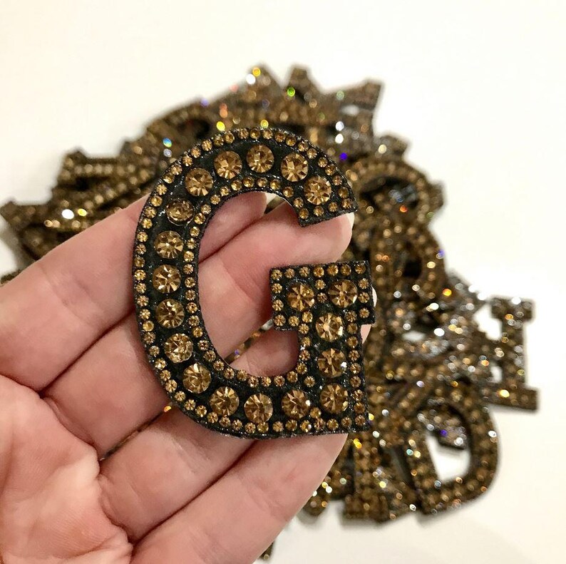 Rhinestone Letters, RED, BLUE. GOLD Sew on Rhinestone, Glam Alphabet ...