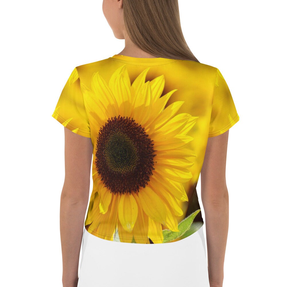 Sunflower Cropped Shirt, Sunflower Lover Crop Top, Sunflower Womens
