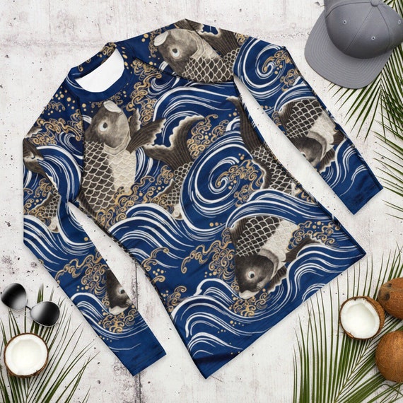 KOI FISH Rash Guard Koi Fish in Waves Athletic Swim Shirt Etsy UK
