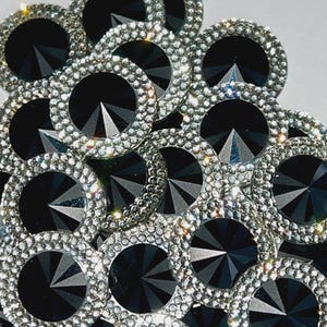 Black Acrylic Round Flat Back Cabochon Rhinestone Applique Button 20mm, DIY Wedding Resin Craft DIY Craft Scrapbooking Embellishment
