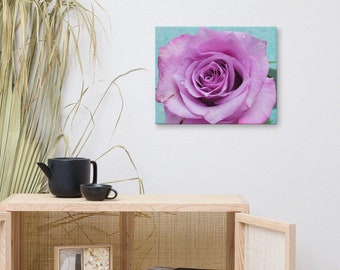 Lavender ROSE WALL ART- Rose Wall Canvas Wrap, Floral Picture, Rose Photograph Canvas Print Art - Luxury Above Bed Décor Wall Art For Gift