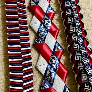 Homecoming Mum Braids: Double Military, Victory & Love Chain with Gold or Silver Diamond Dust and Printed Ribbon for Homecoming Mums Garters