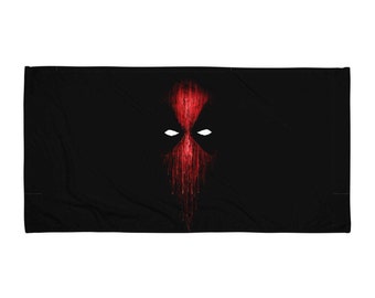 Anti Hero Towel, Original Fan Art Quick Dry Towel, Red Black Hero Summer Cabana Beach Wrap, Girls Cruise Deck Throw Boys Vacation Pool Towel