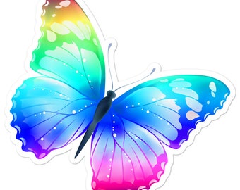 WATERCOLOR BUTTERFLY Bubble Free Sticker, Cute Colorful Pastel Die Cut Laptop DECAL, Rainbow Insect Decor, Aesthetic Stationary, Furniture