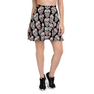 DIA de los MUERTOS Skater SKIRT, Day of the Dead Full Skirt, Sugar Skull Round Skirt, Great for Weddings, Parties, Engagements, or Everyday