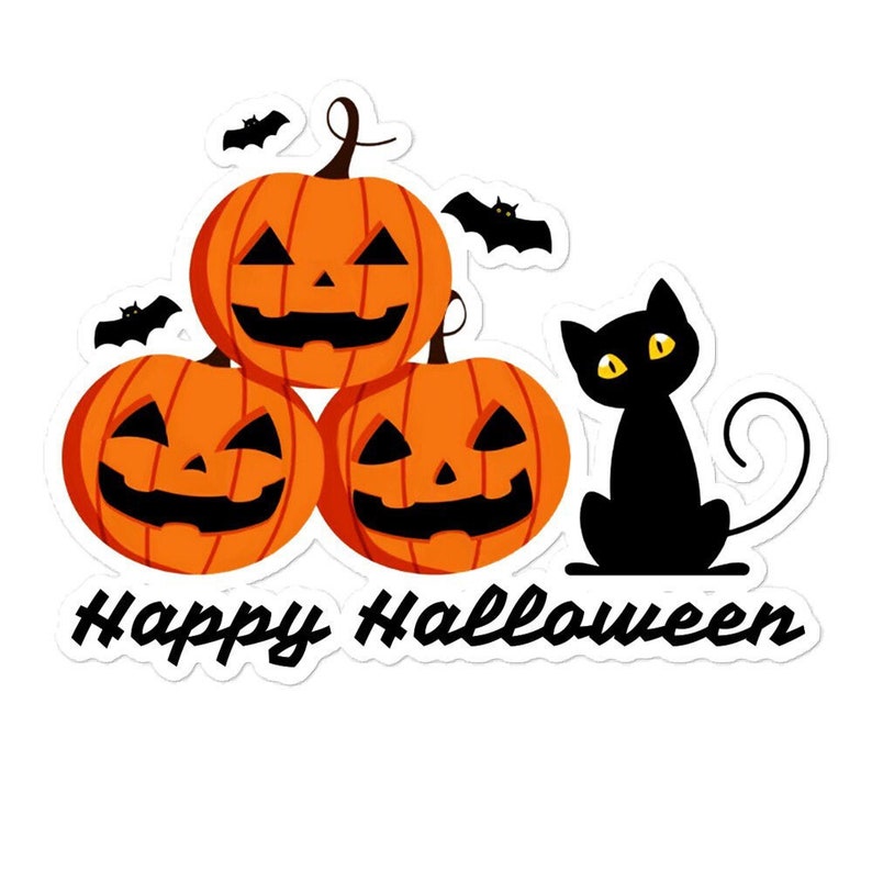 CAT and Jack O Lantern Vinyl LAPTOP DECAL Happy Halloween Etsy
