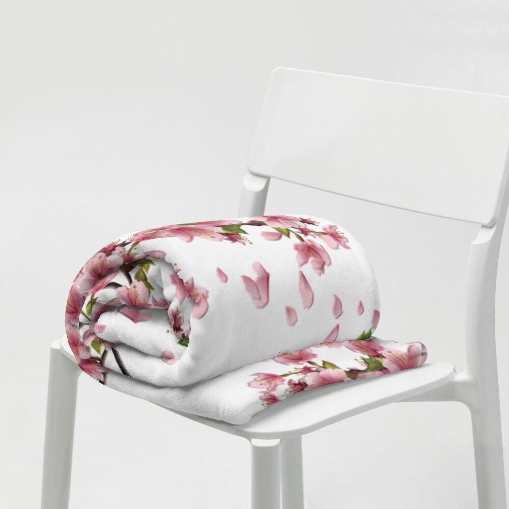 CHERRY BLOSSOM THROW Cozy Pretty Sakura Silky Soft Blanket Etsy UK