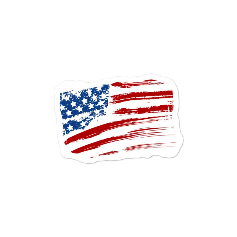 May include: A distressed American flag design with red and blue stripes and white stars. The flag is painted in a brushstroke style.