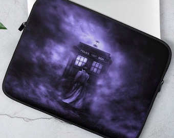 Police Box Laptop Sleeve, Police Call Box Tardis Protective Surface Case, MacBook Pro 13 Case, iPad Padded Neoprene Laptop Sleeve, Computer