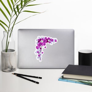 Adesivo floral, decalque de vinil para laptop com saia de flores, adesivo estético com borda floral, decalque de casamento para capa de celular com insetos, fichário fofo