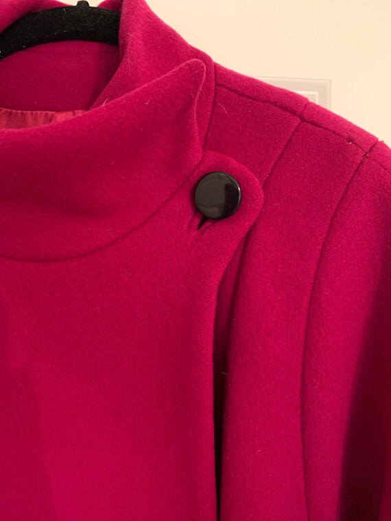 Stunning 1950s 1960s Long Fuschia Wool Coat Kramers New Haven
