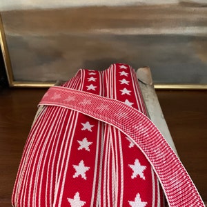 Large Roll Bolt Vintage Stars & Stripes Red White Trim Ribbon, Star, Patriot, Holiday, White