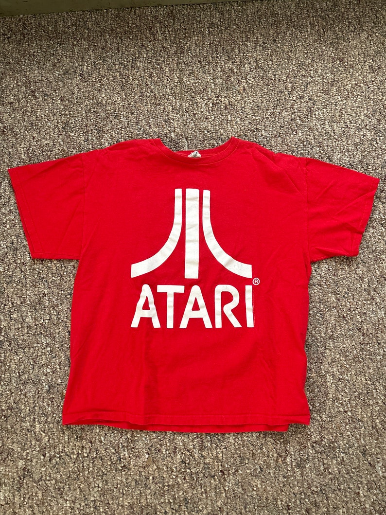 Vintage Atari Tshirt Delta Pro Weight Brand Gamer 90s Red Etsy