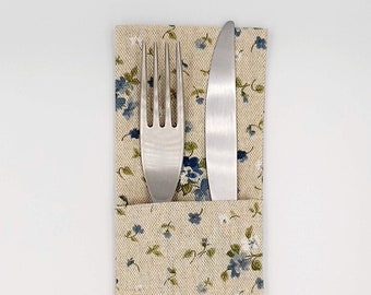 Silverware Holders (Set of 4), Cutlery Holder, Cutlery Pocket, Cutlery Pouch, Floral Country Pattern