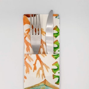 Silverware Holders (Set of 4), Cutlery Holder, Cutlery Pocket, Cutlery Pouch, Fish Pattern