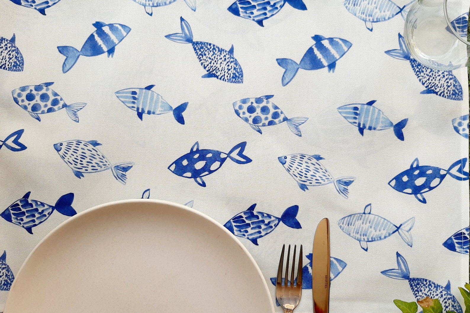 Placemats Set 2 4 or 6 Fish Pattern Placemats Blue Etsy