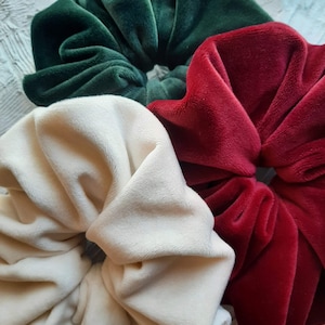 Velvet Scrunchies (XL) Red, Black, White, Yellow, Green