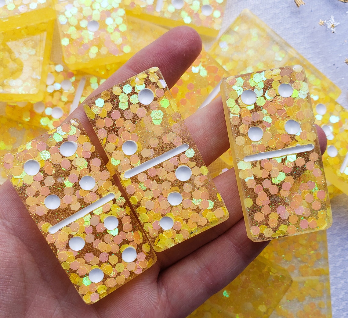 Yellow Dominos Domino Set Dominoes Yellow Honey Pot Honey Etsy