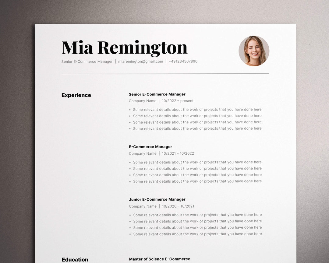 Resume Template Word, Google Docs Resume Template, Apple Pages Resume