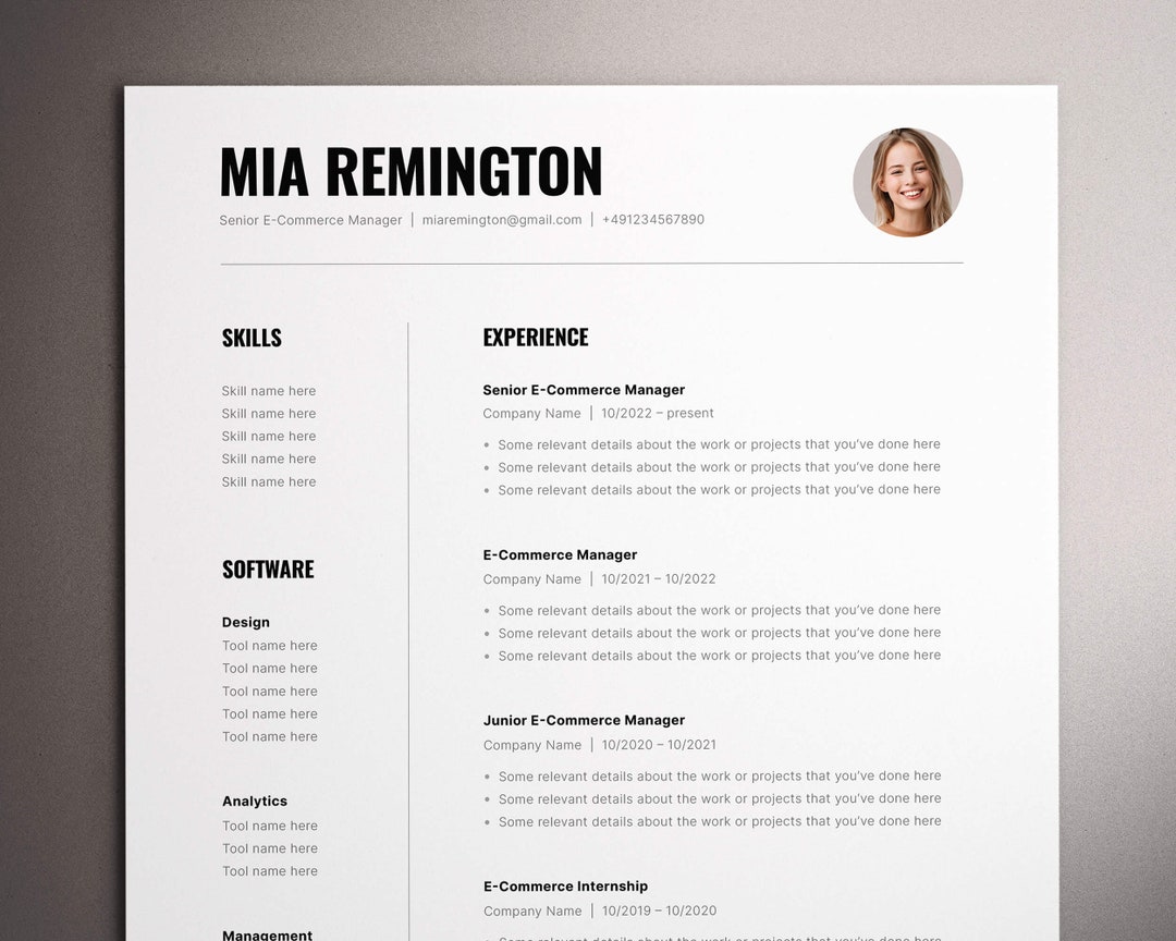 Resume Template, Professional Resume Template for Google Docs, Word and