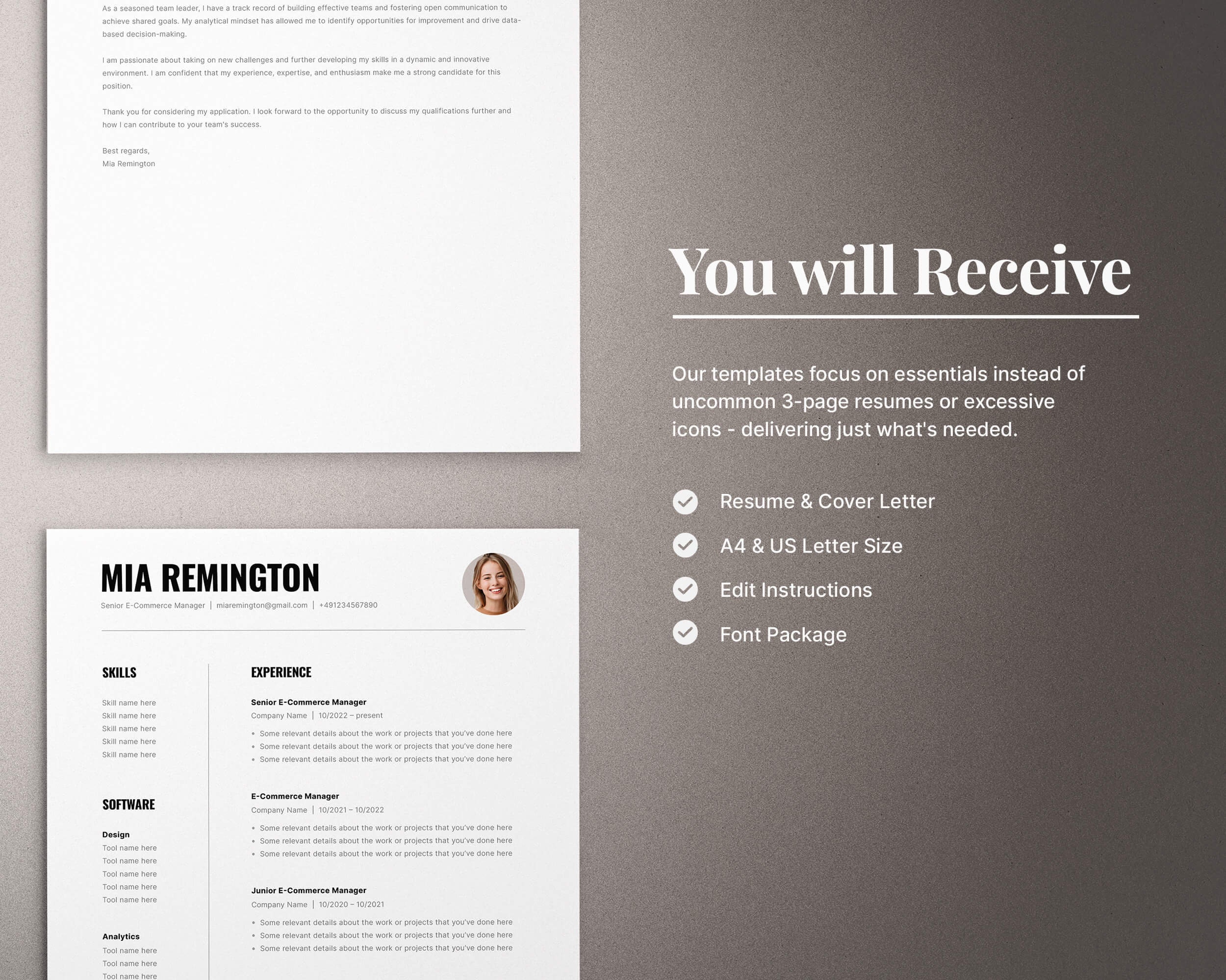Resume Template, Professional Resume Template for Google Docs, Word and