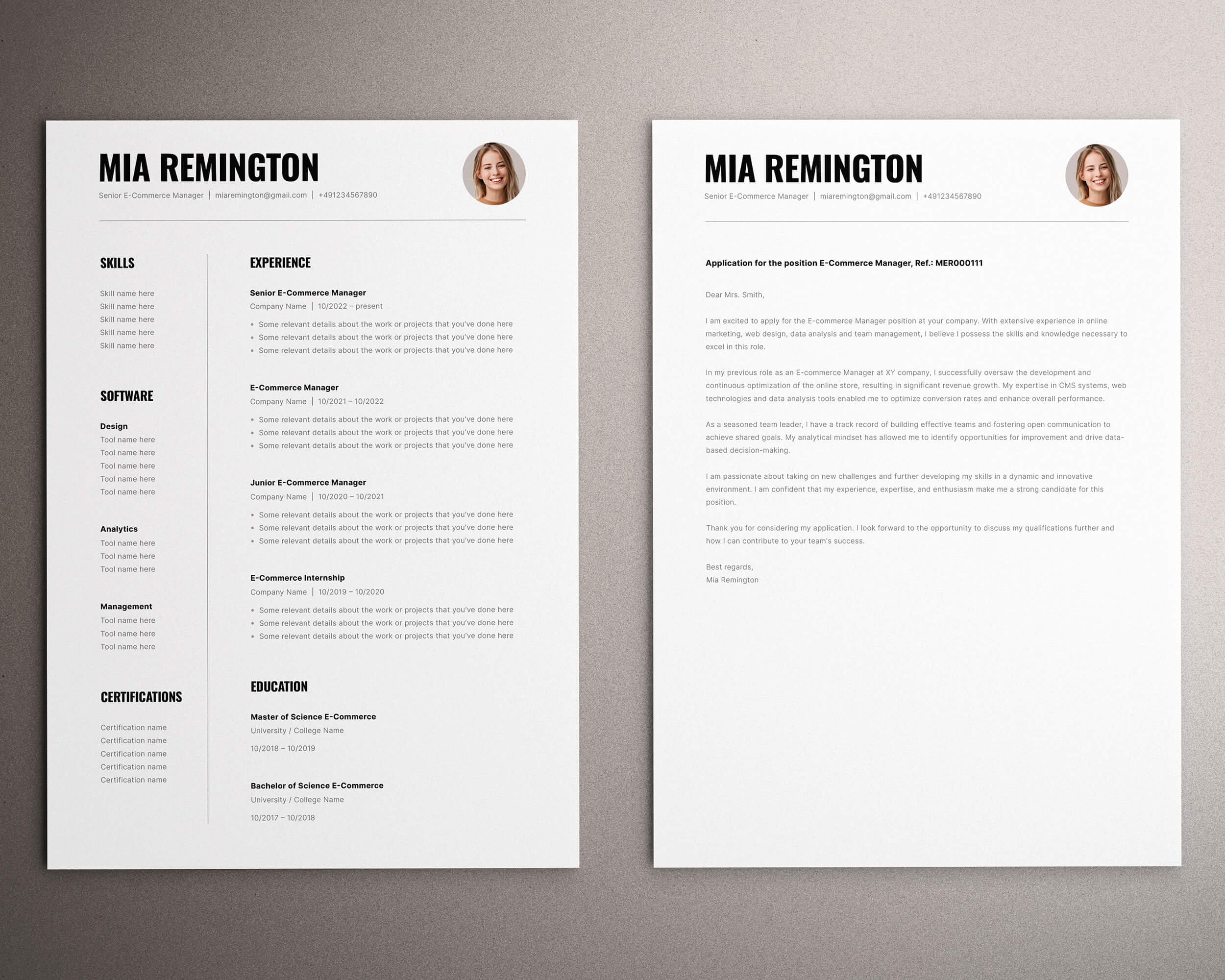 Resume Template, Professional Resume Template for Google Docs, Word and