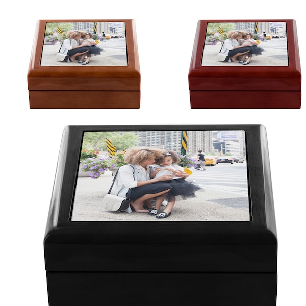 Custom Jewelry box with photo, Personalized wooden box, Mother's Day gift, Keepsake wooden box, Jewelry box with picture, custom gift