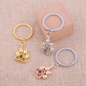 Pet memorial Gift Photo Projection Keychain, Paw Keyring, Personalized Dog Memorial Gift, Dog Memorial Jewelry, Dog memorial Keychain