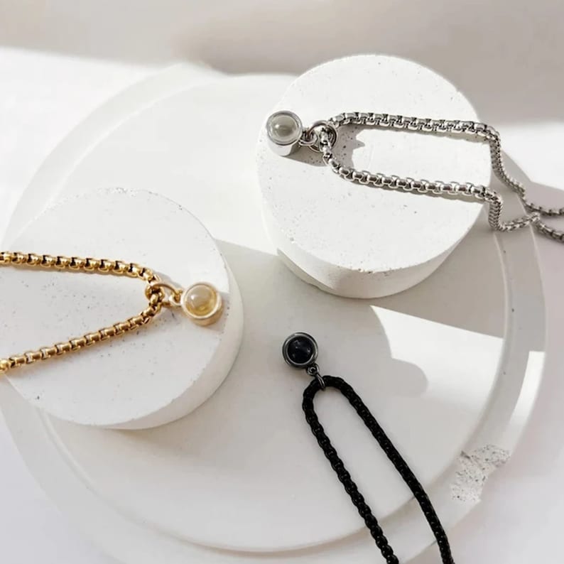 Photo Projection Necklace for Men, Custom Men's Jewelry, Personalized