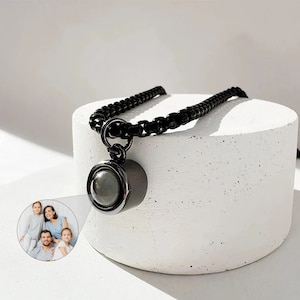 Fotoprojectieketting voor mannen, aangepaste herensieraden, gepersonaliseerde ketting voor mannen, hanger fotoprojectieketting cadeau voor mannen