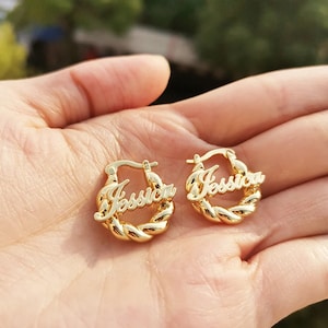 Custom Earrings, Mini Hoop Name Earrings, Minimalist Personalized Name Earrings, Mother&#39;s Day Gift, Personalized Jewelry