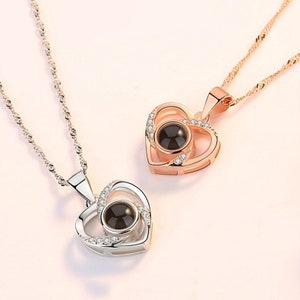Projection Necklace, Heart Custom Photo Jewelry, Personalized Necklace Love Heart Pendant Photo Projection Necklace picture necklace