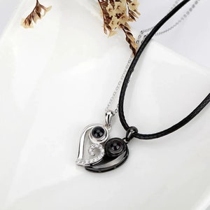 Silver Projection Couples Necklace, Custom Photo Jewelry, Personalized Necklace For Couple, Pendant Photo Projection Necklace