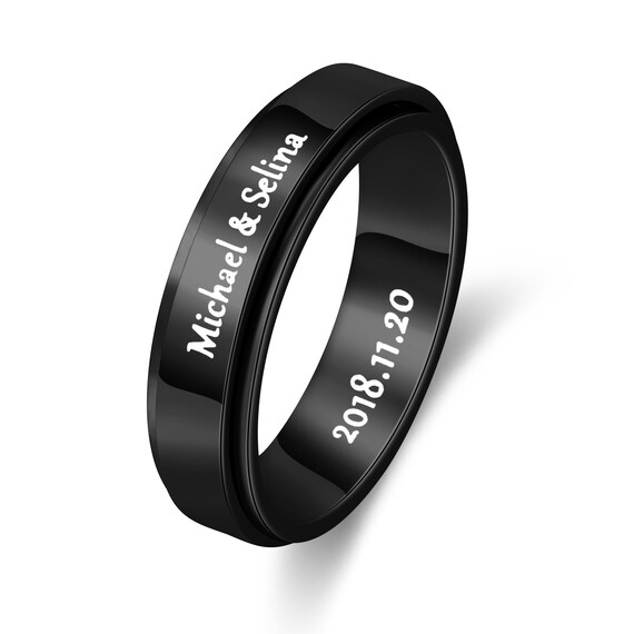 Personalized Mens Ring Spinner Rings for Men Engraved Ring Etsy