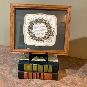 Our Family Framed Poem and Original Art by Karen Tribett. Vintage 1996 Double Matted
