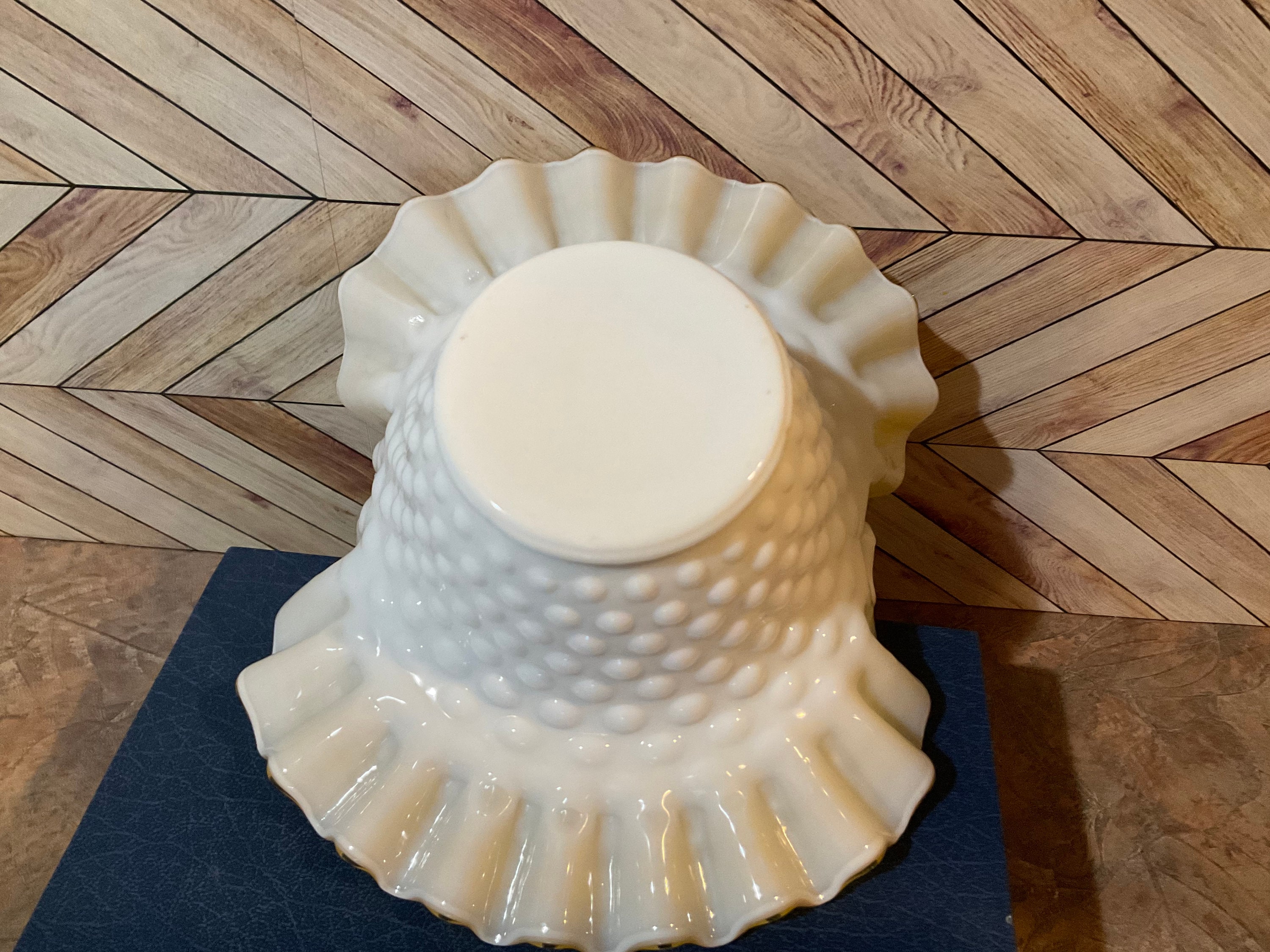 Fenton イエロー　バスケット　ミルクガラス FENTON イエロー ミルクガラス オーバーレイ ホブネイル メロン