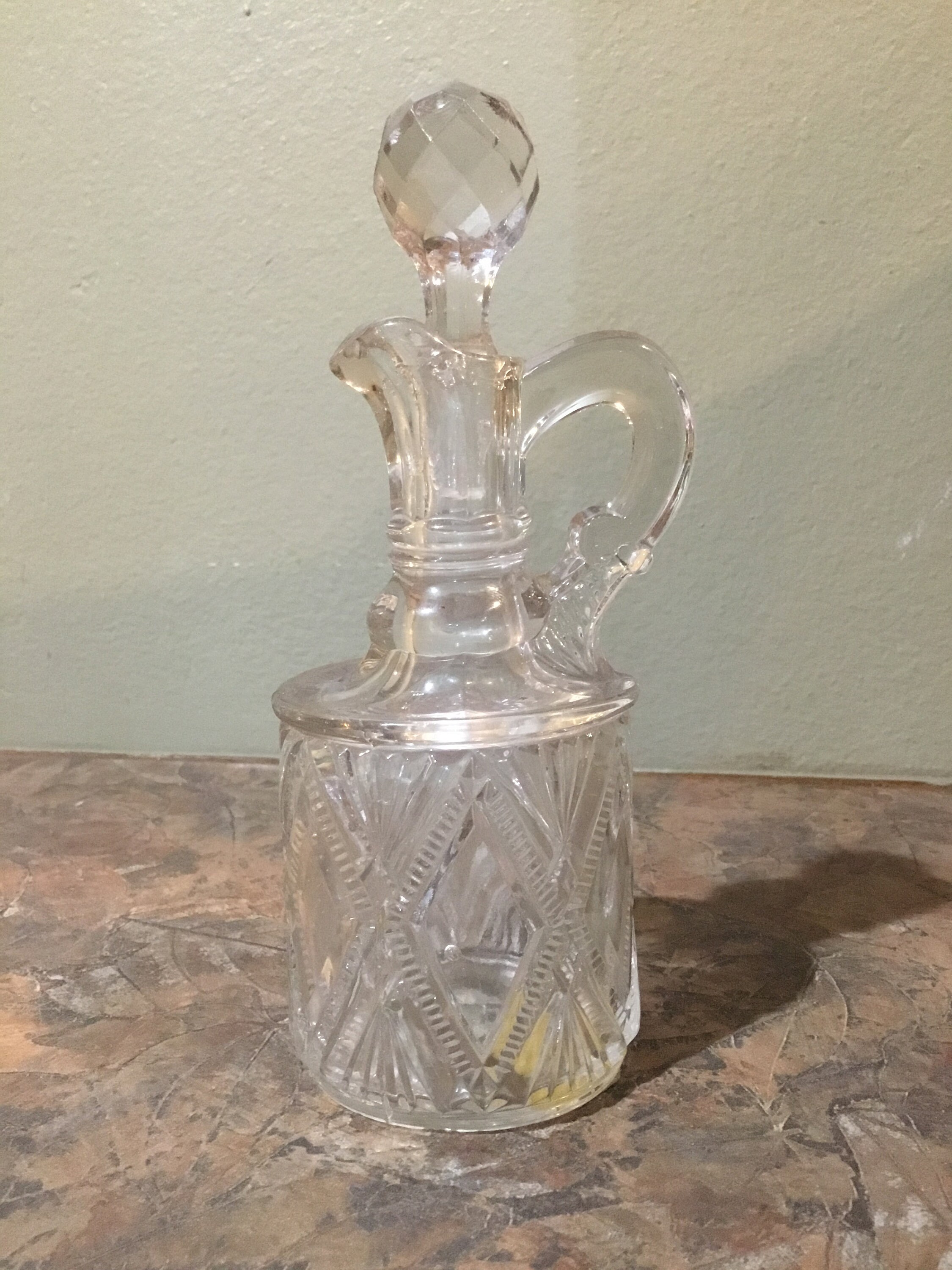 Cruet Vintage Clear Pressed Glass Oil Vinegar Cruet W/ Etsy UK