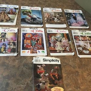 Simplicity crafts Sewing Pattern 8458 Cat Bride Groom, Bunny Clothes 7831, 8328 Decorative Pull Toy, 9509 Giraffe, Elephant, Lion, Ark