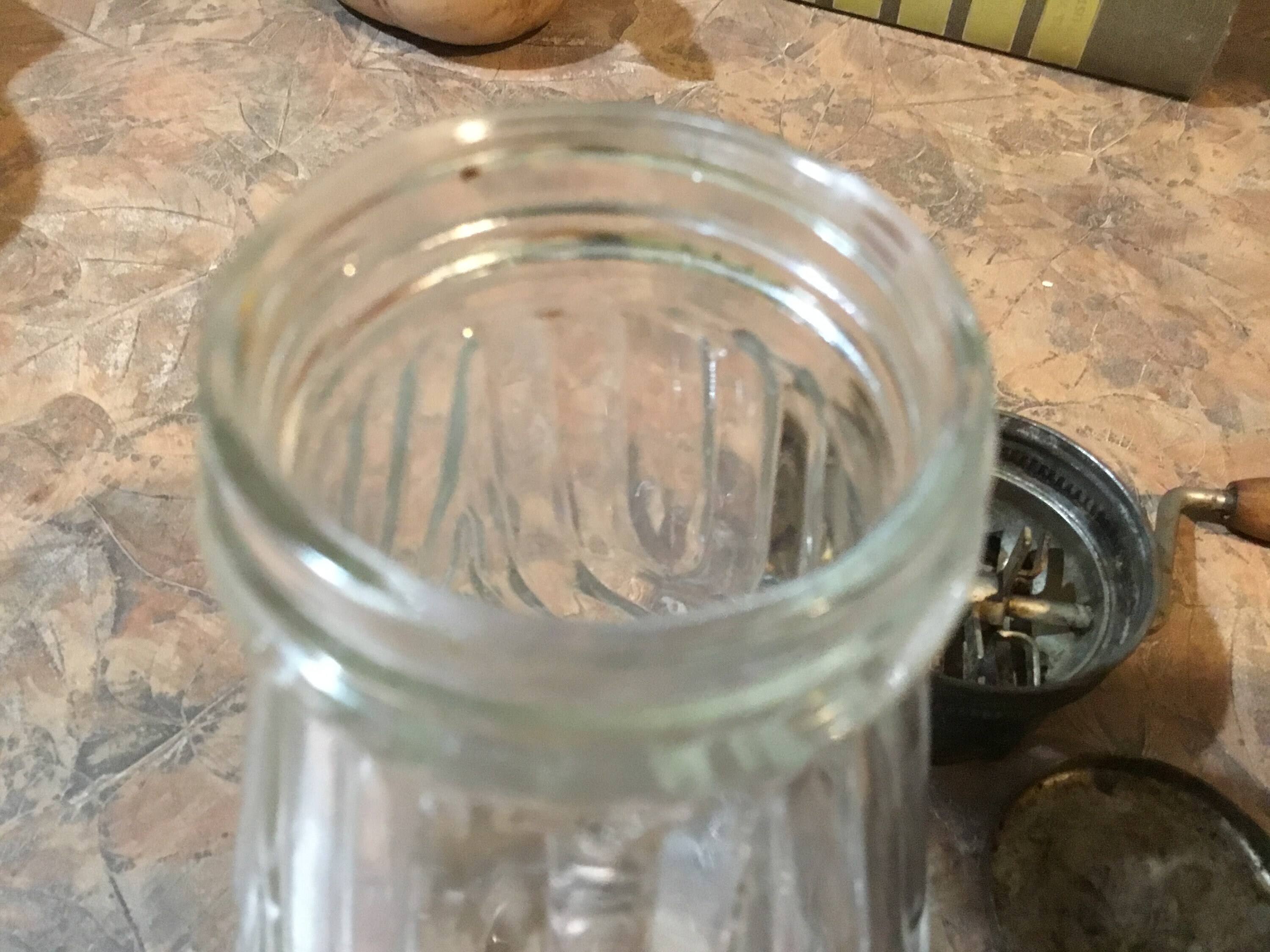 Jar Nut Chopper With Wood Handle Clear Glass Jar Bottom Etsy