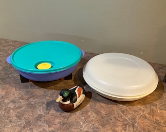 Tupperware 1708-6 Plato para verduras dividido Bandeja para condimentos de verduras Tapa blanca o Tupperware Crystal Wave dividido 3284C Tapa ventilada 2651A Azul Verde