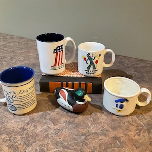 Harley-Davidson #1 Logo Coffee Mug, Daffy Duck Mug, GUMBY Coffee Tea,  1982 Toy Co., Stoneware Legend of The Sand Dollar Souvenir mug
