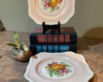 Johnson Bros China OLD ENGLISH Pink Square  FRUIT Plate Decorative Edge