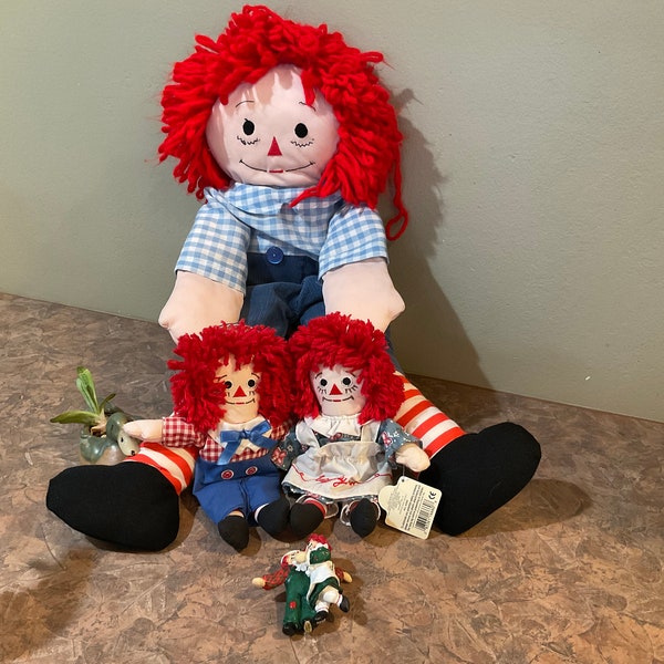 Raggedy Ann and Andy Doll, Andy Doll or Raggedy Ann and Andy 3" Hanging Christmas Tree Ornament Figurine Vintage 1998,