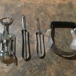 Ekco Kitchen Utensils, Zig Zag, Serrated Blade  Potato Peeler Floating Blade, Dough Blender Pastry, Wine Bottle Opener Deluxe Wing Corkscrew