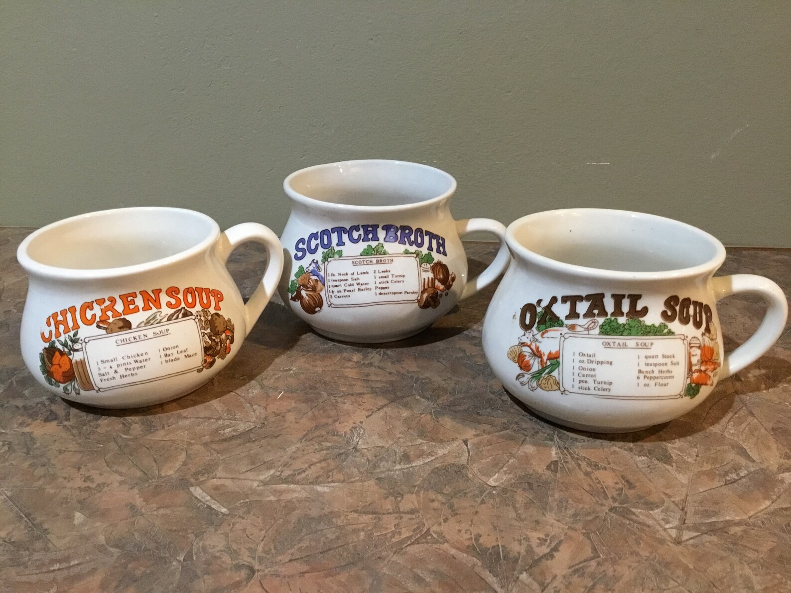 Vintage Recipe Soup Mugs Bowls Cups Onion Soup and sopa de Etsy