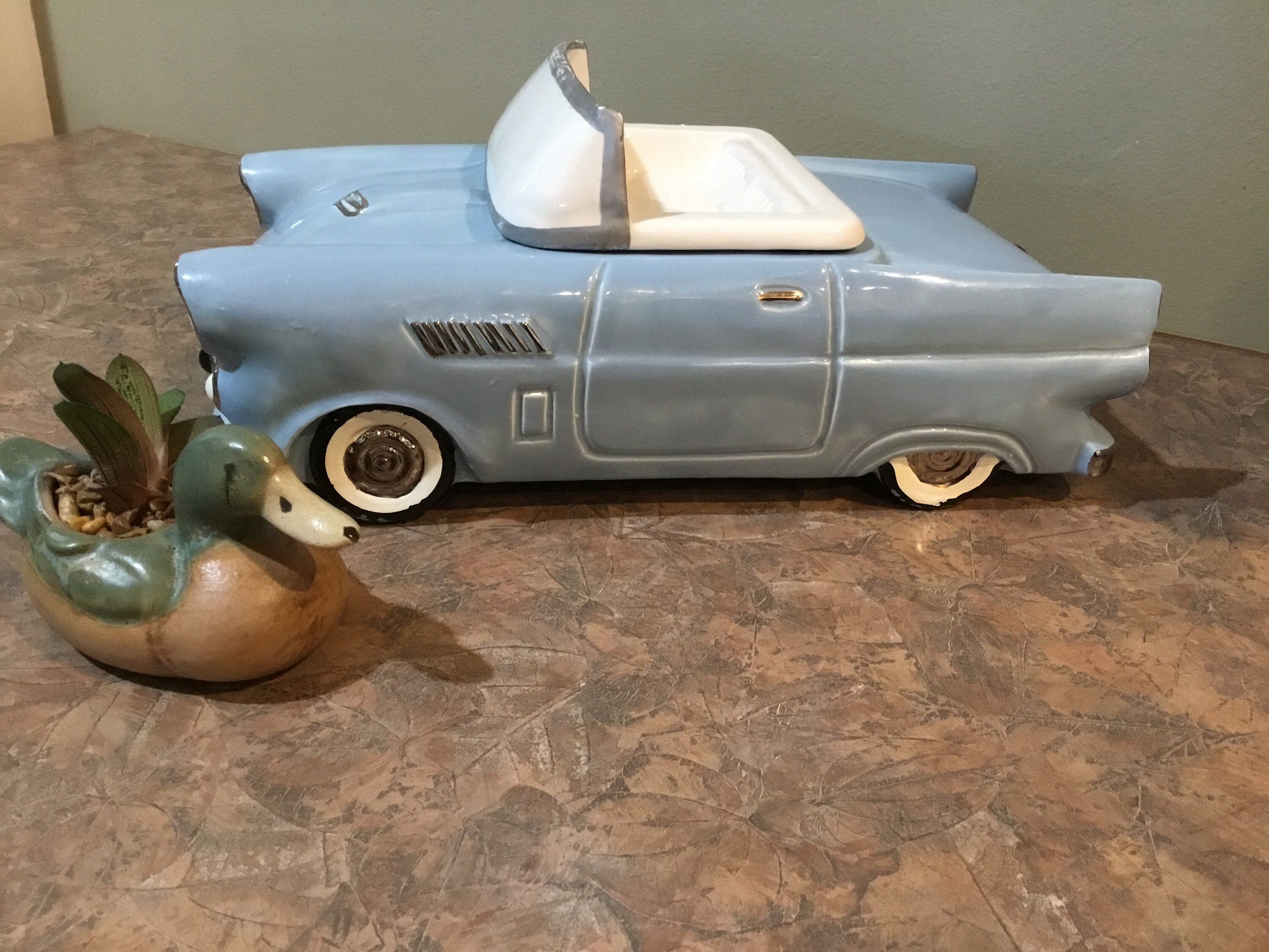 THUNDERBIRD CONVERTIBLE Cookie Jar 1986 ACCJ 80 Light Blue Ceramic 