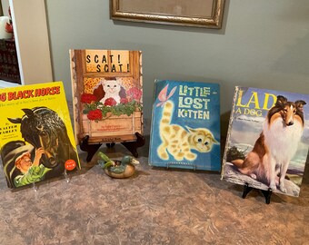 Big Black Horse By Walter Farley, LITTLE LOST KITTEN by Lois Lovett, Scat Scat by Sally Francis, Lad A Dog  by Albert Payson Terhune