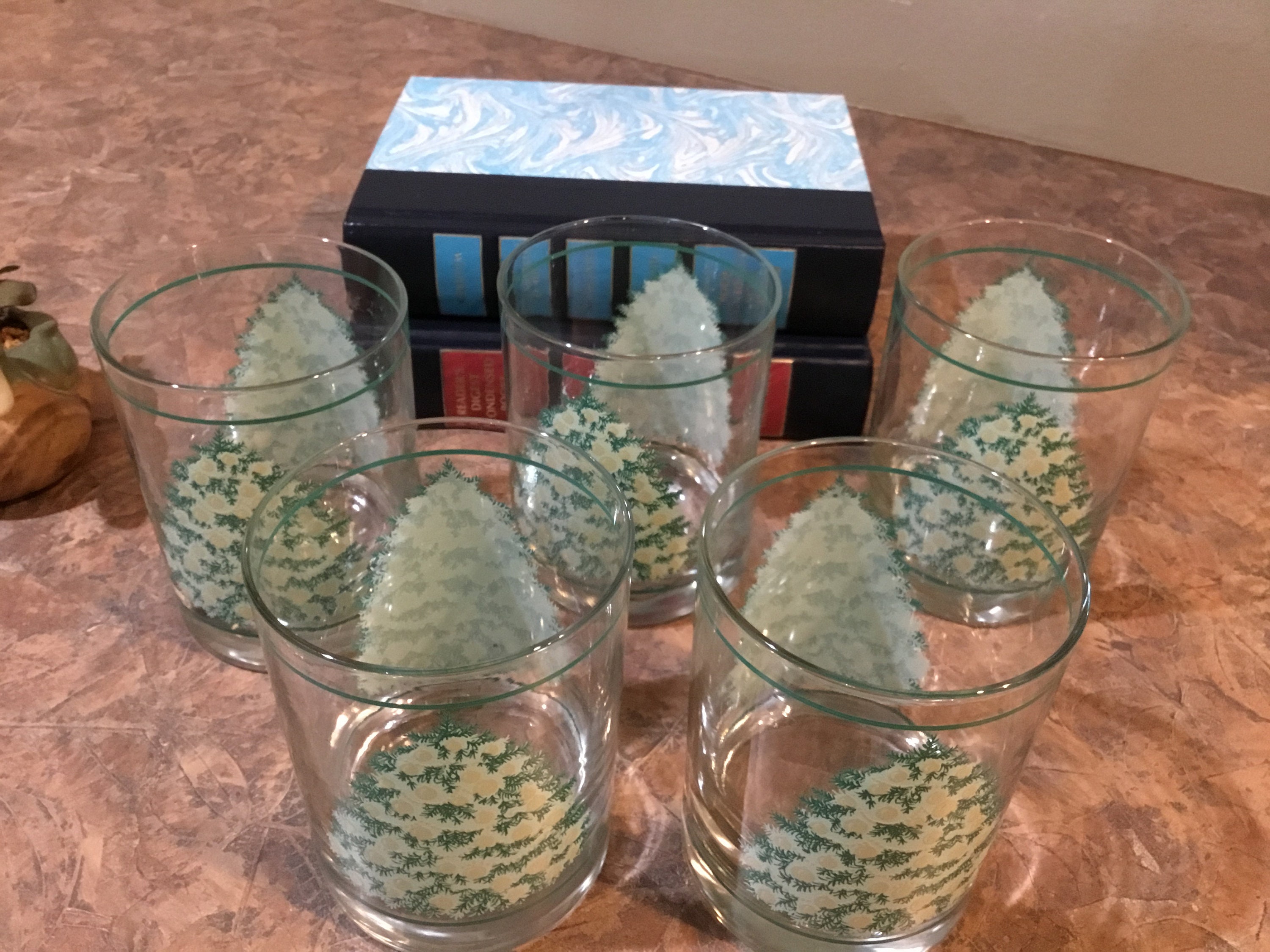Houze Christmas trees Stained Glass Tumblers Rock glasses. Etsy