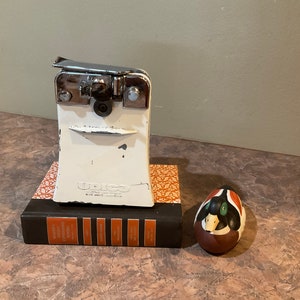 Peut inclure: Un ouvre-bo&icirc;te blanc avec une poign&eacute;e argent&eacute;e et un livre noir et orange avec le texte "BRIGHTON" sur le dos. Une petite figurine de canard brun et vert se trouve &agrave; droite de l'image.