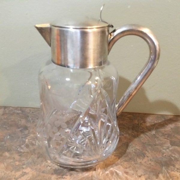 Quist Prasente, Germany, Silver Plate, Large, Crystal, Carafe, Pitcher, Cooler